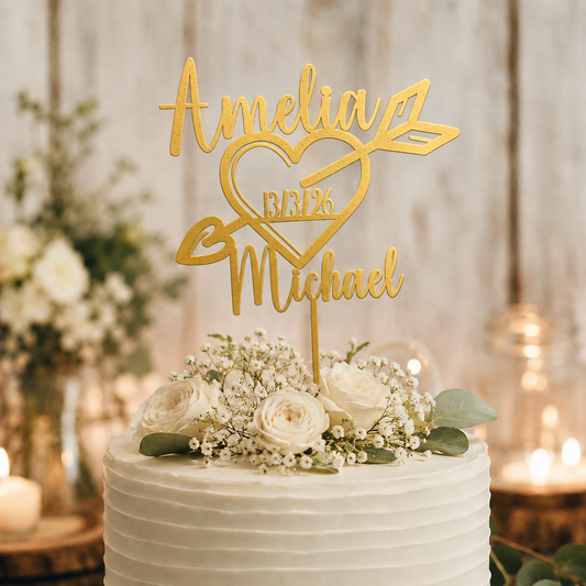 Personalised Heart Arrow Cake Topper