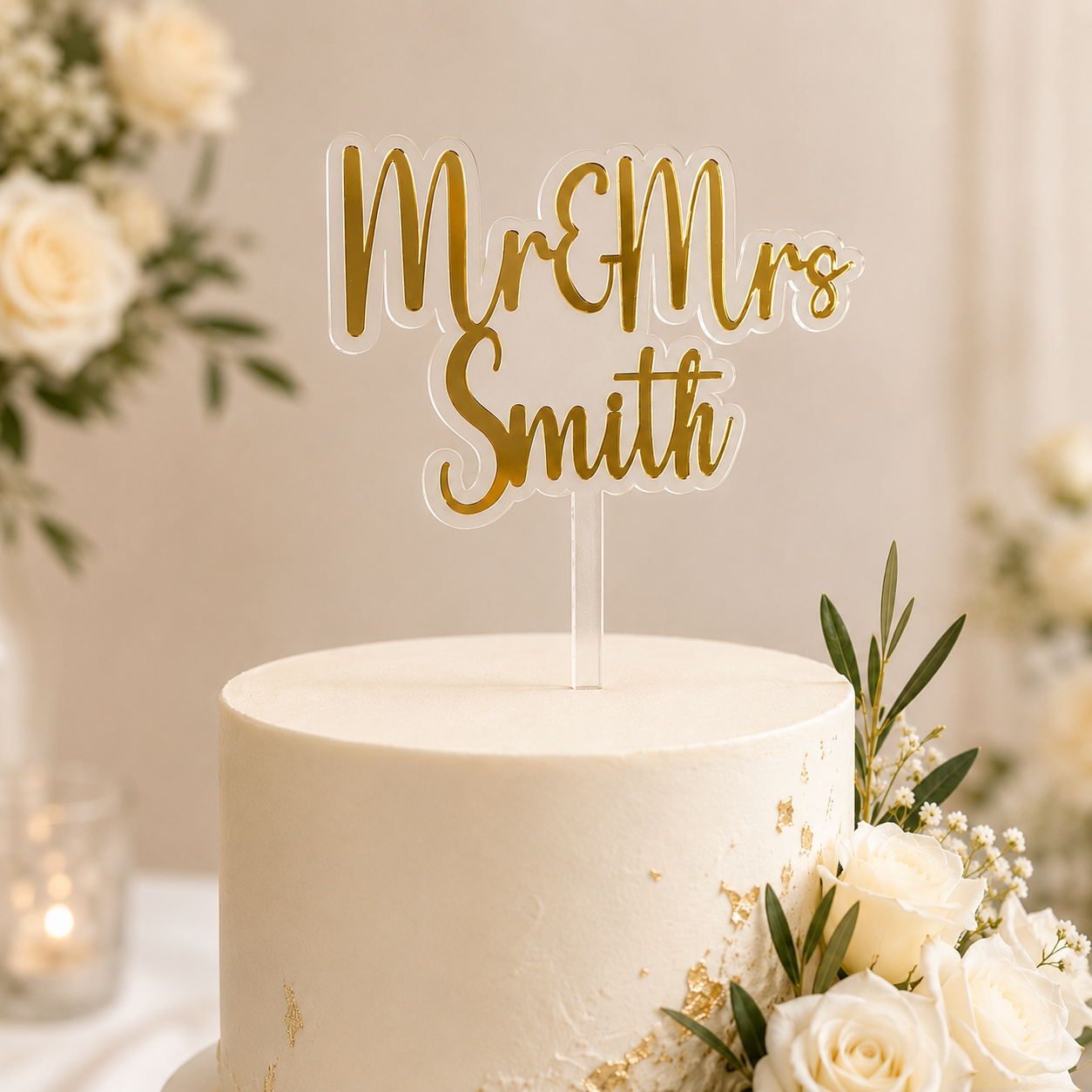 Double Layered Mr & Mrs Cake Topper