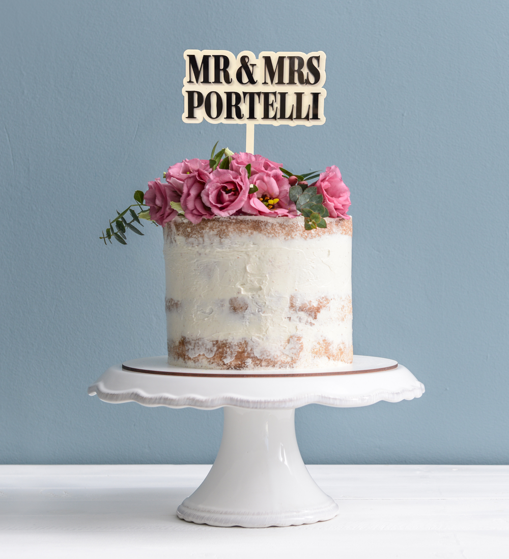Double Layered Cake Topper White & Black