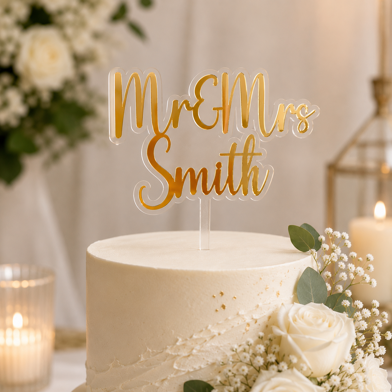 Double Layered Mr & Mrs Cake Topper