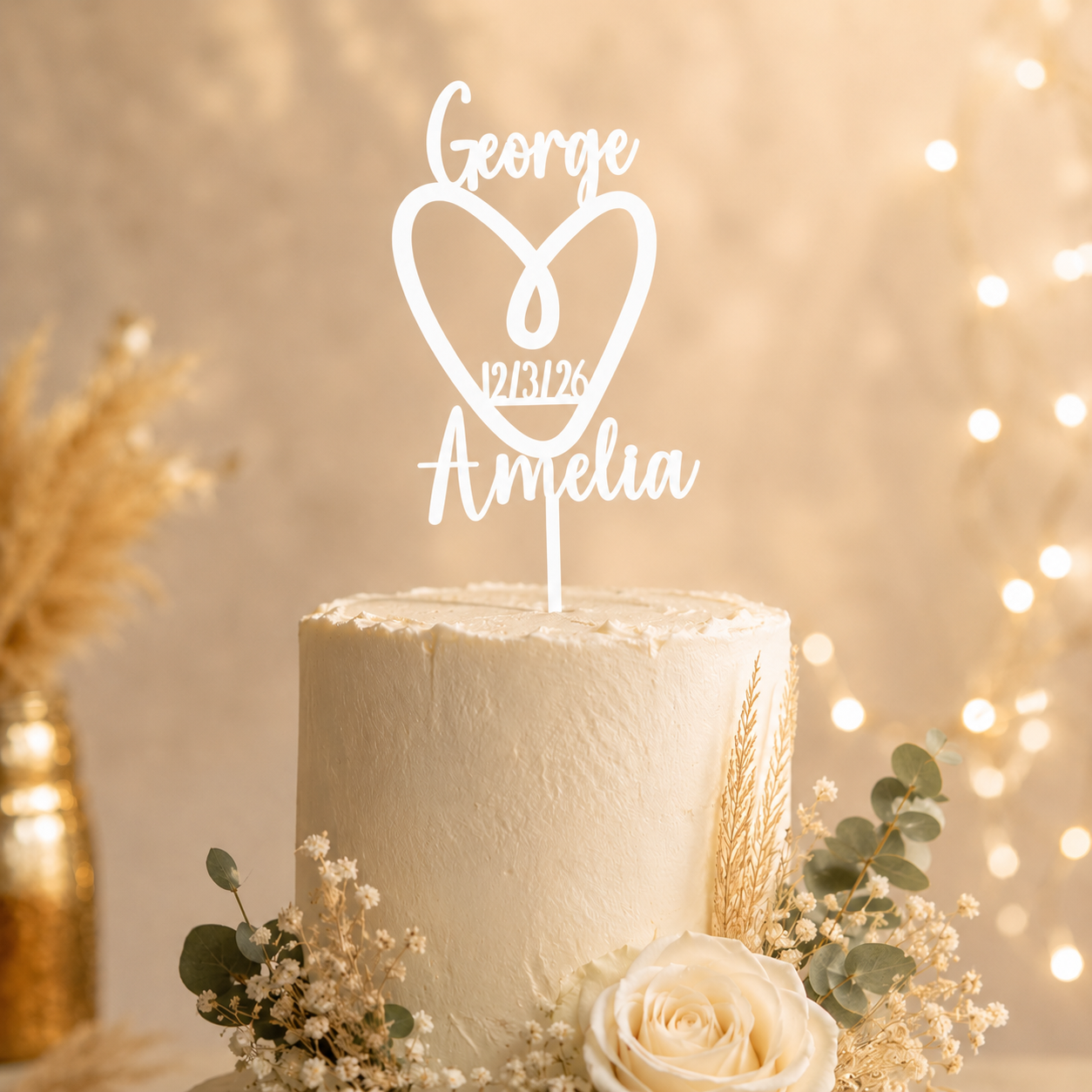 Personalised Heart Shape Cake Topper