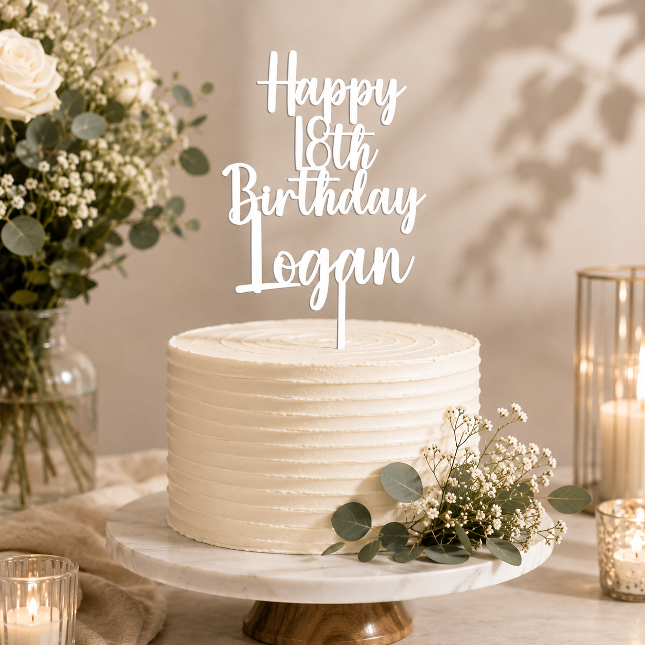 Personalised Age & Name Birthday Cake Topper