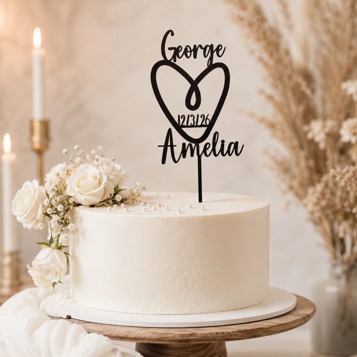 Personalised Heart Shape Cake Topper