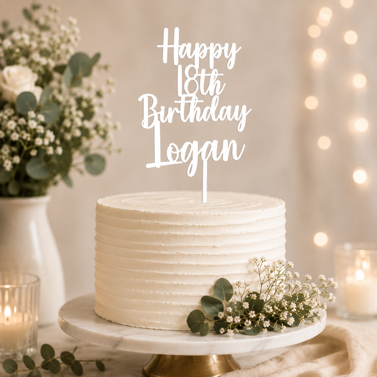 Personalised Age & Name Birthday Cake Topper