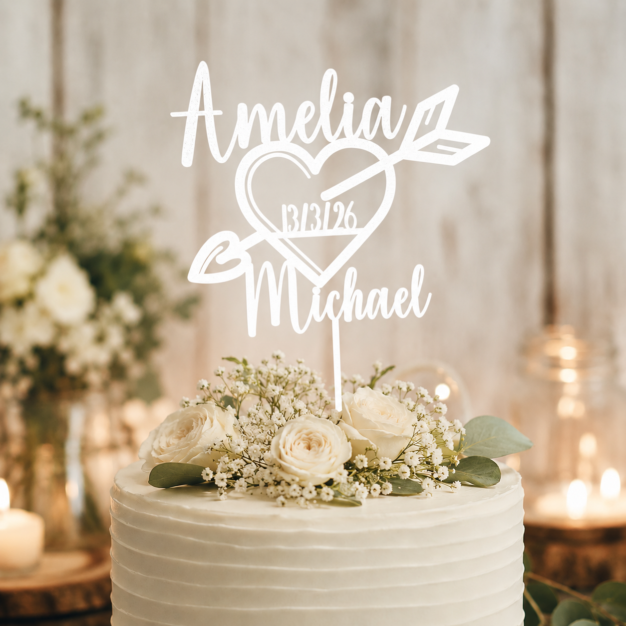 Personalised Heart Arrow Cake Topper
