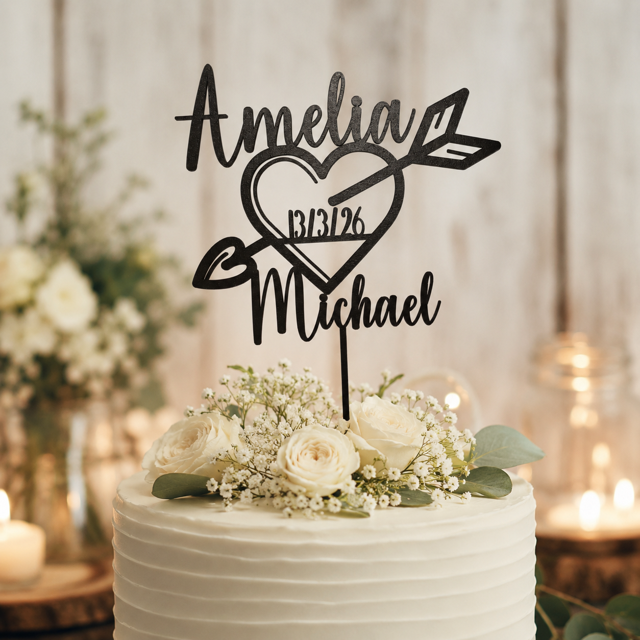 Personalised Heart Arrow Cake Topper