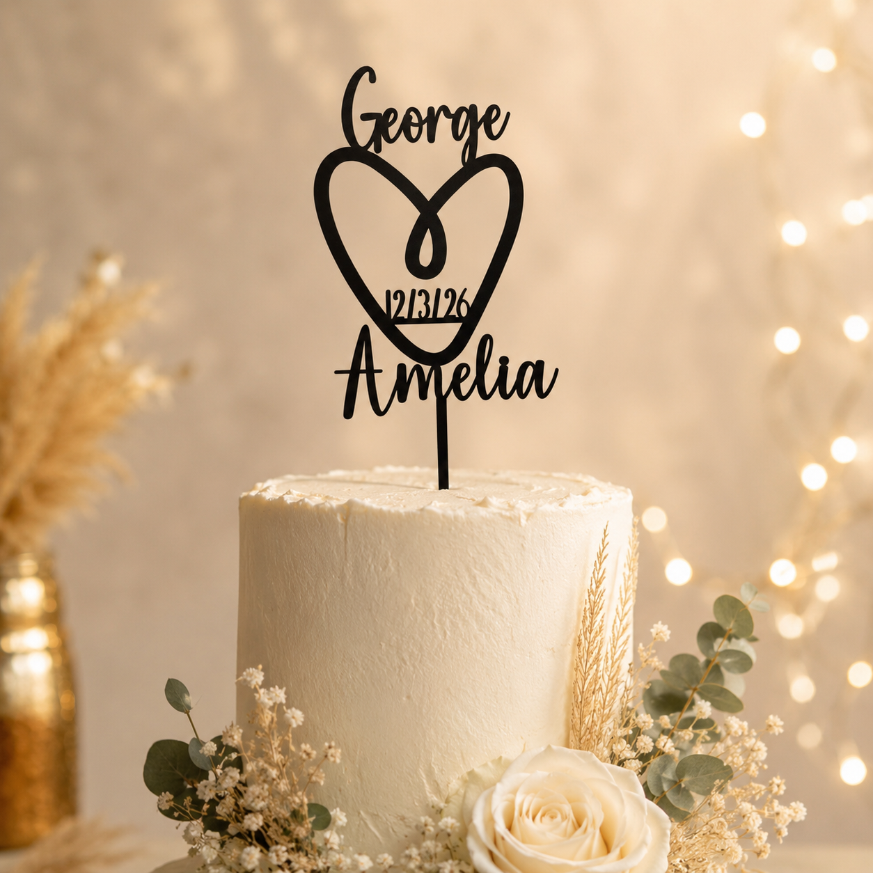 Personalised Heart Shape Cake Topper