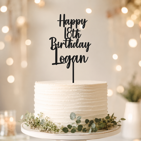 Personalised Age & Name Birthday Cake Topper