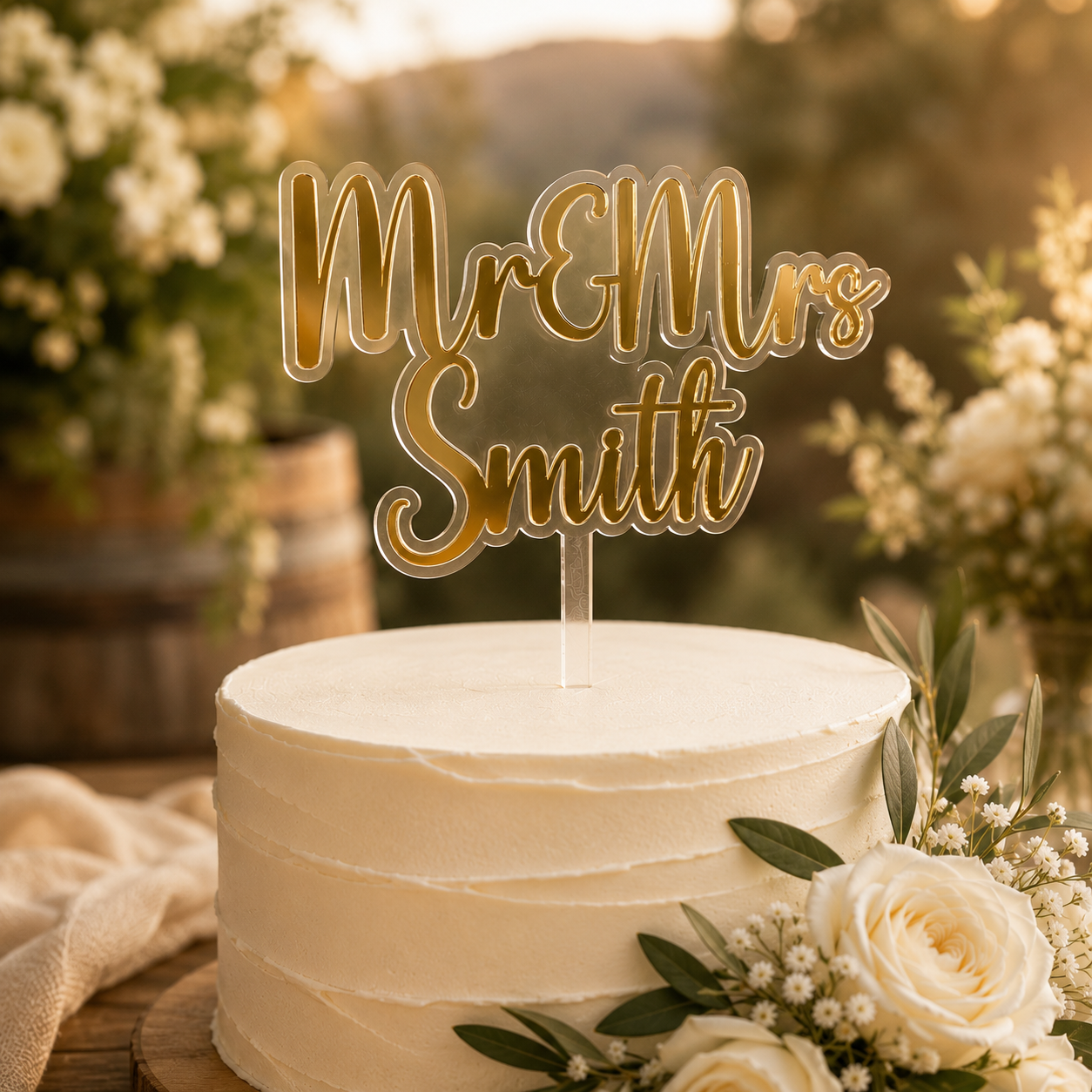 Double Layered Mr & Mrs Cake Topper