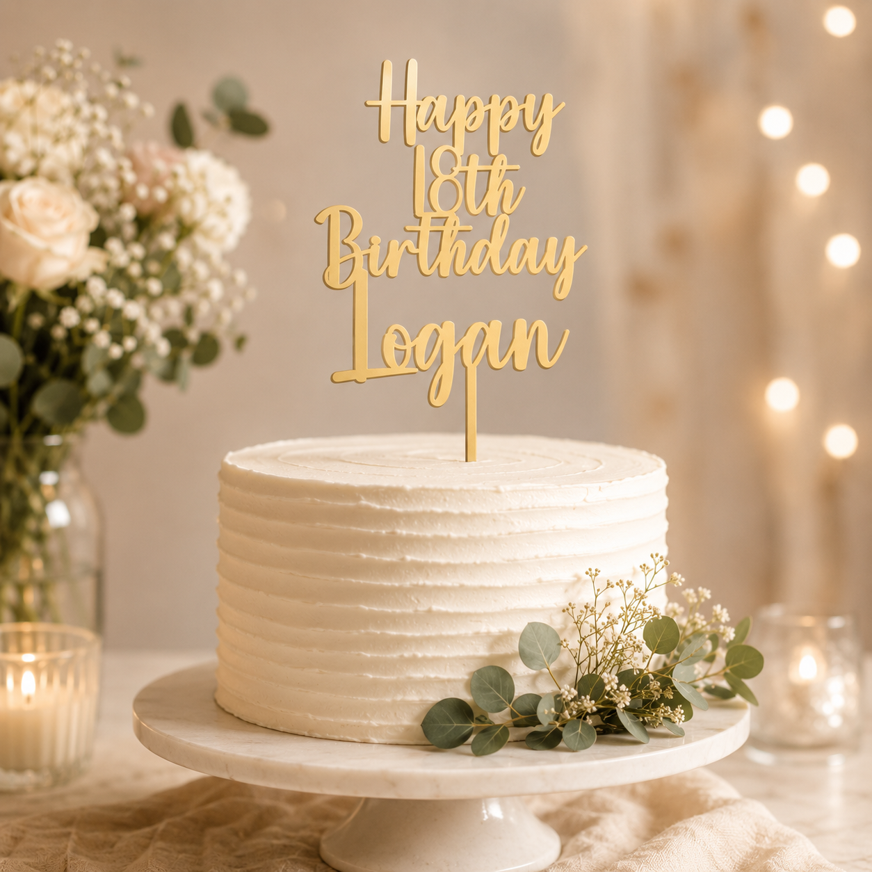 Personalised Age & Name Birthday Cake Topper