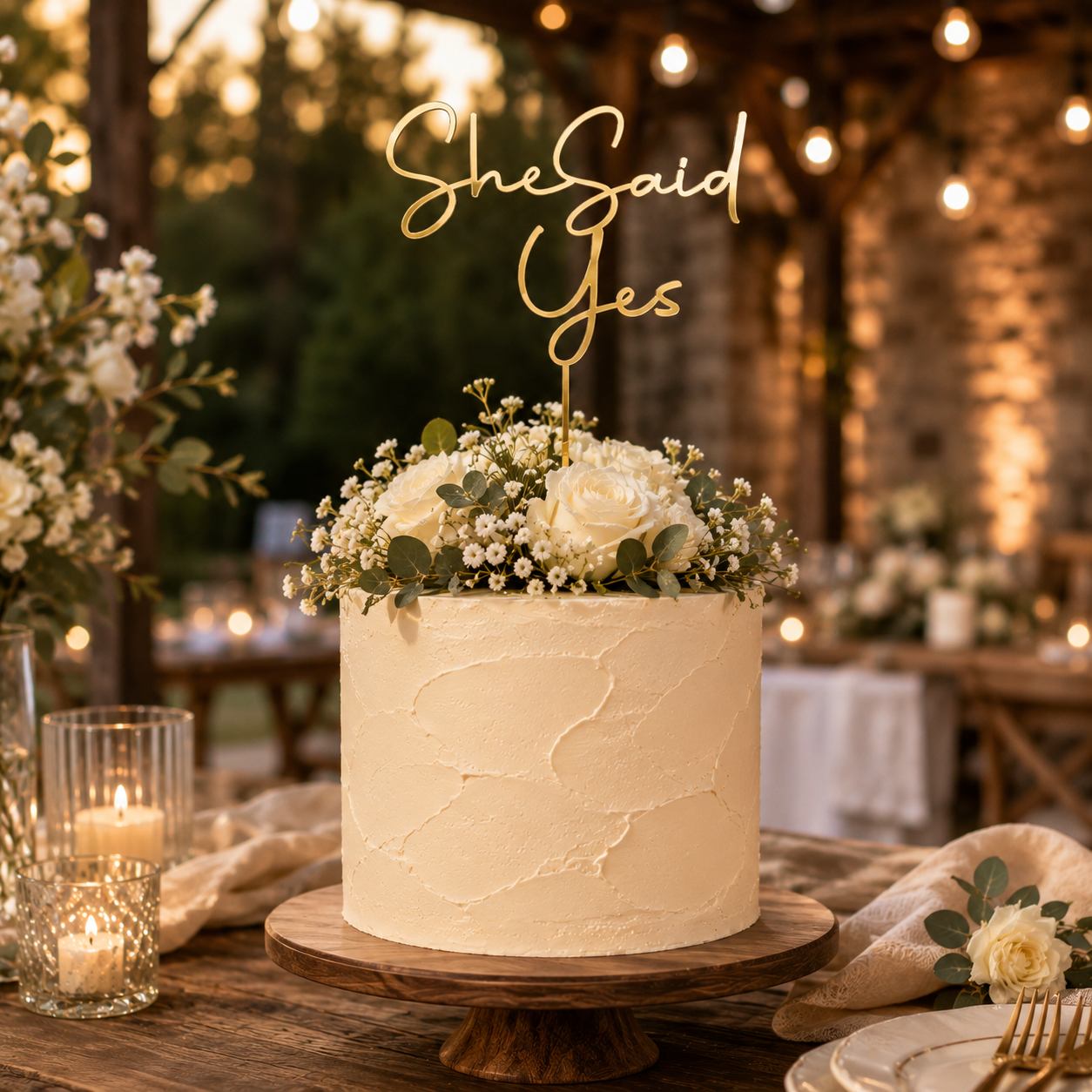 She Said Yes Cake Topper