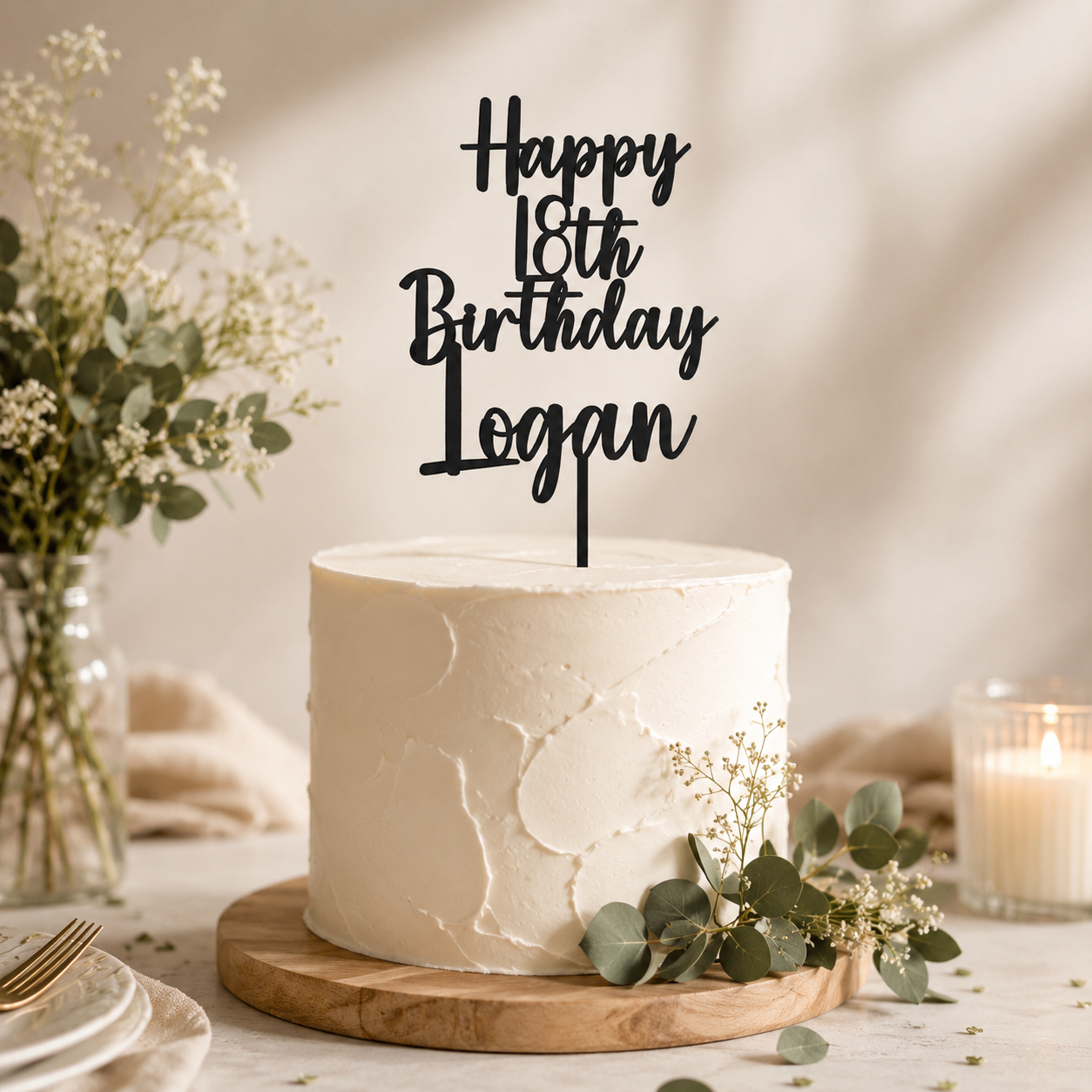 Personalised Age & Name Birthday Cake Topper