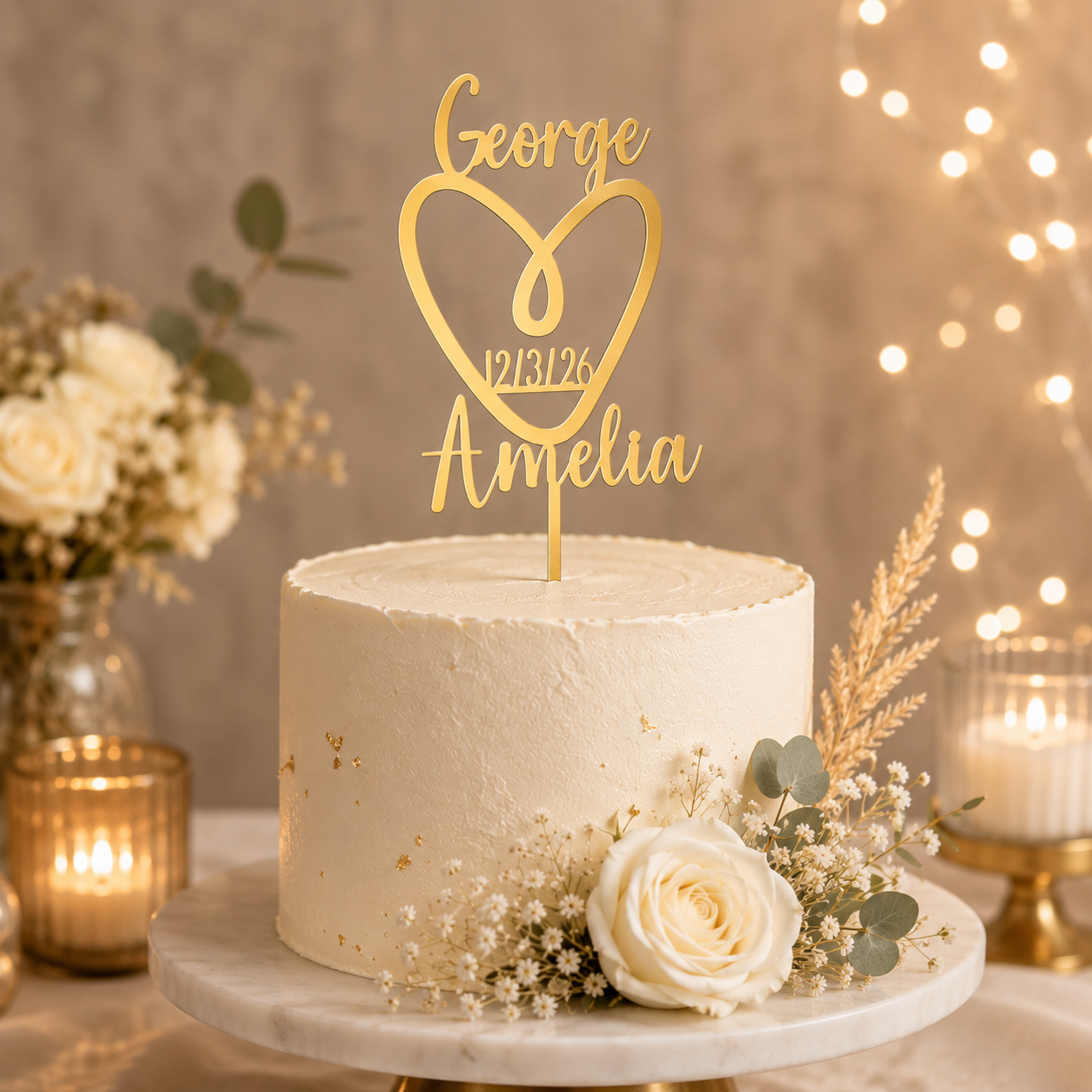 Personalised Heart Shape Cake Topper