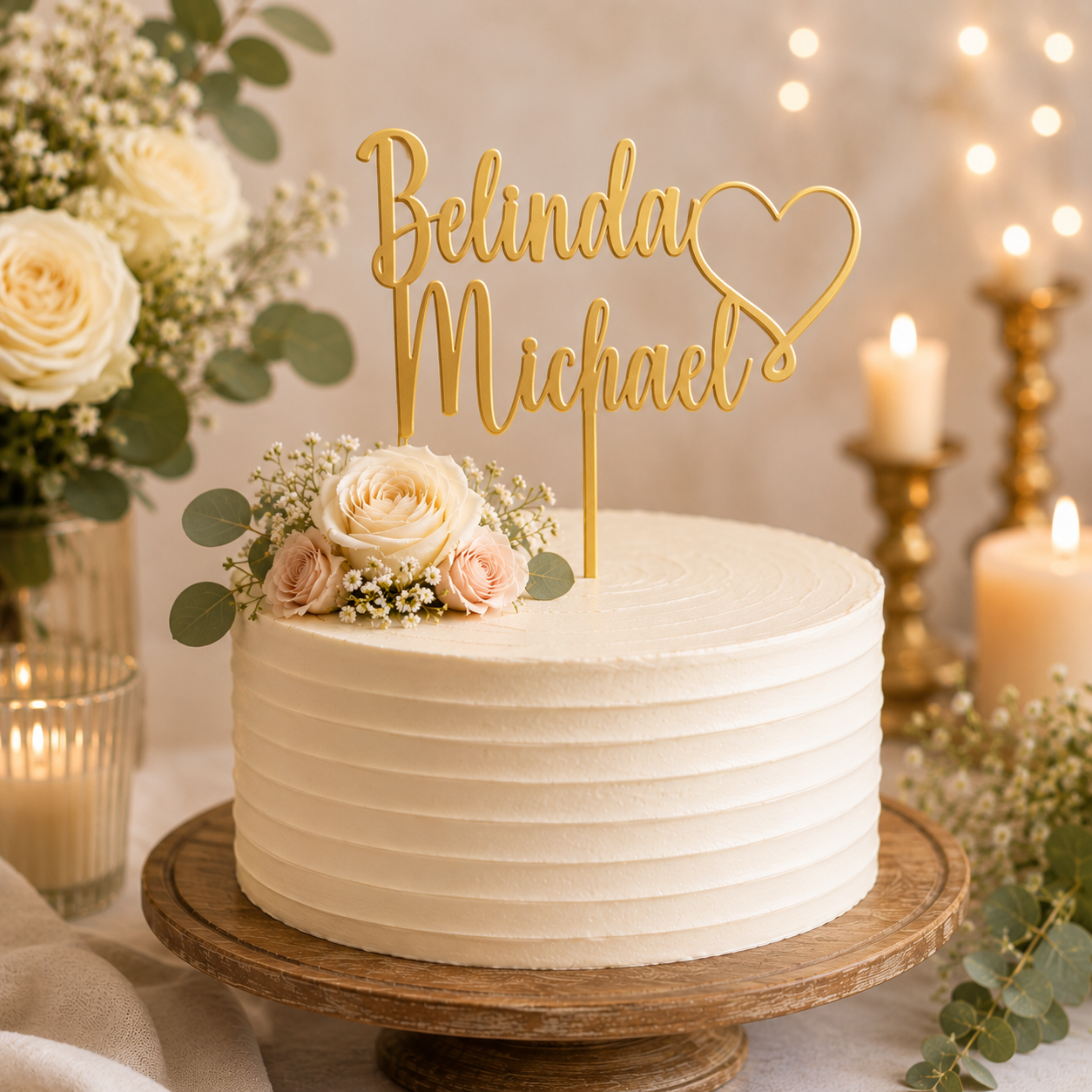Personalised Couple Cake Topper With Heart