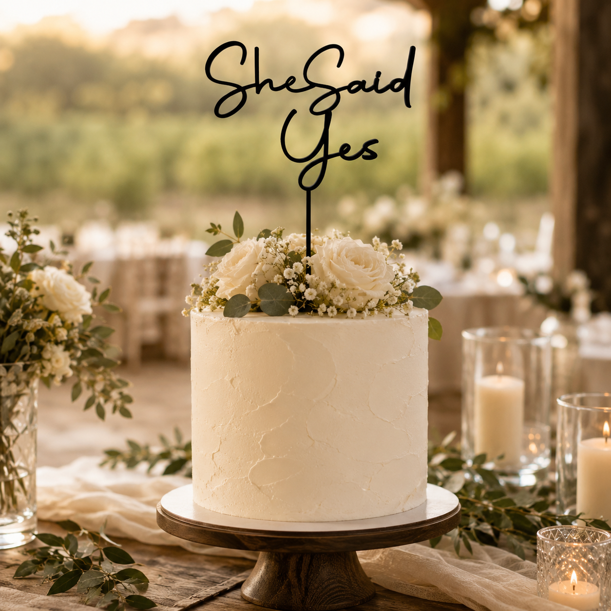 She Said Yes Cake Topper