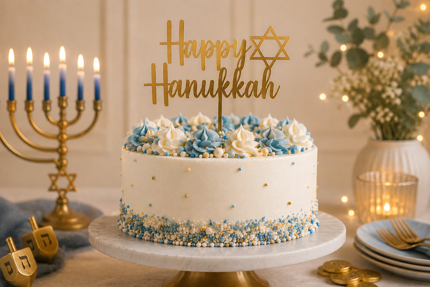 Happy Hanukkah Cake Topper