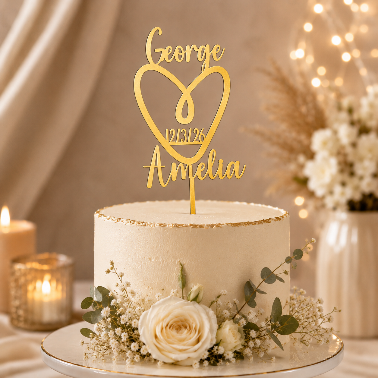 Personalised Heart Shape Cake Topper