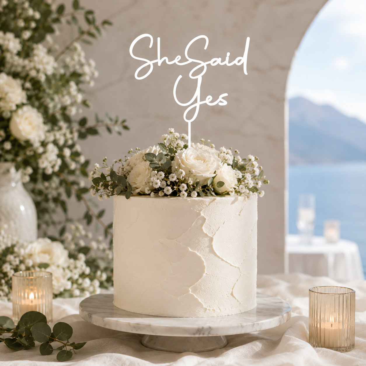 She Said Yes Cake Topper