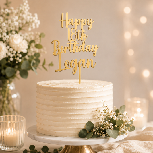 Personalised Age & Name Birthday Cake Topper
