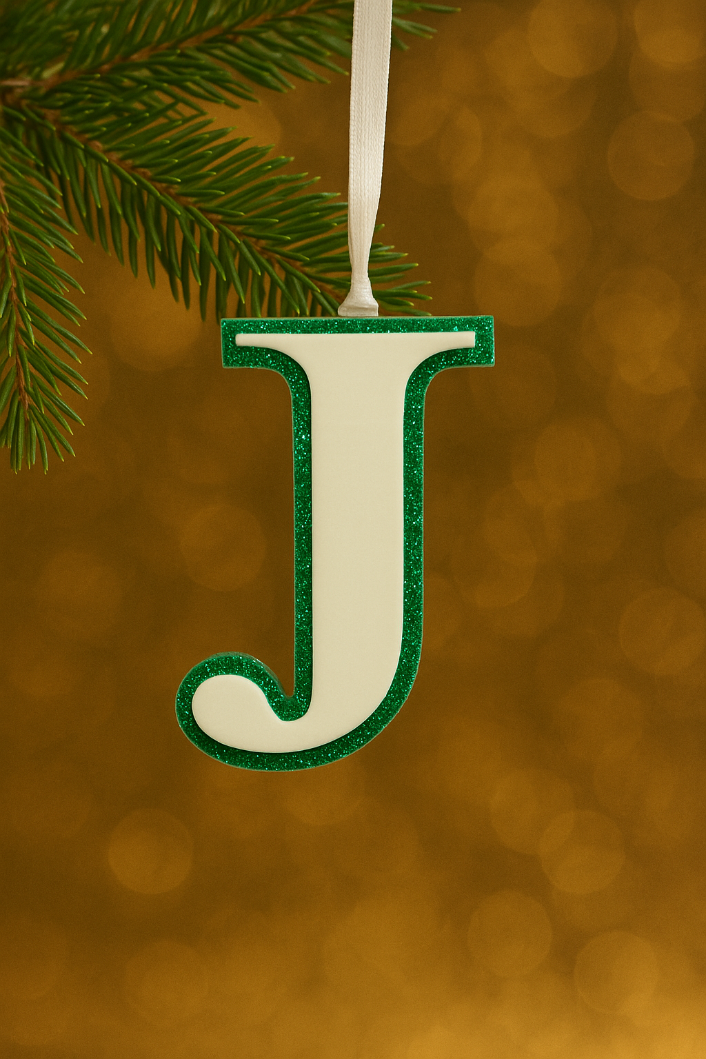 Initial Ornament Glitter