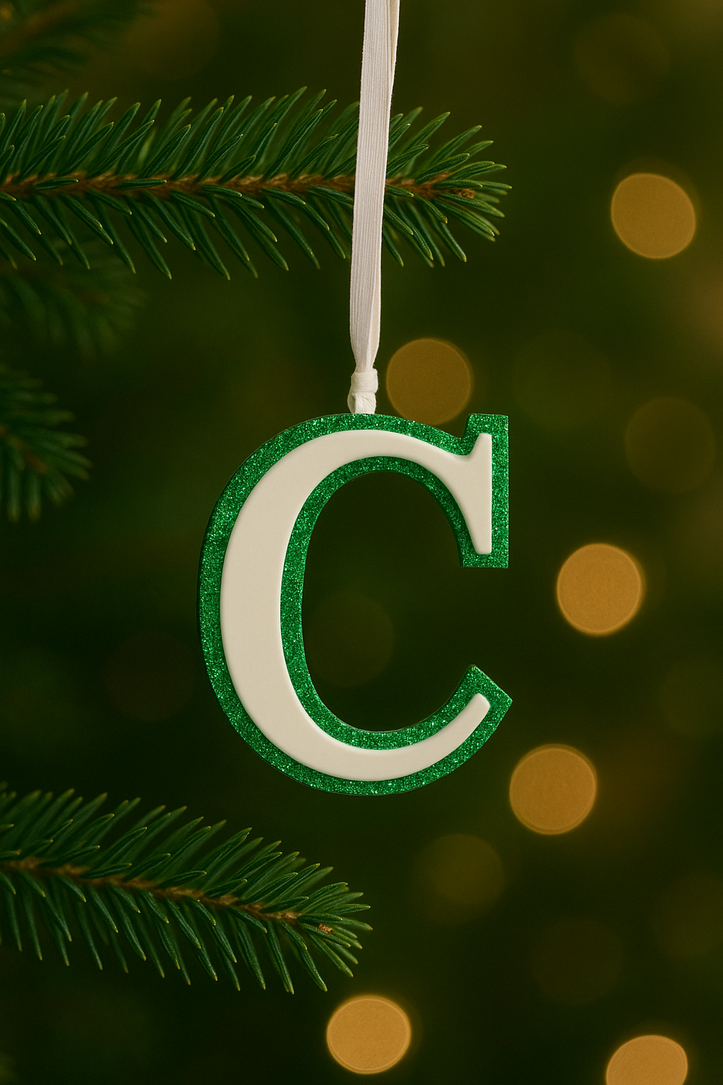 Initial Ornament Glitter