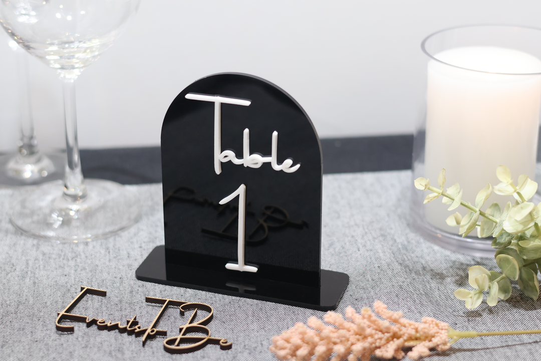 Arched Table Numbers Black