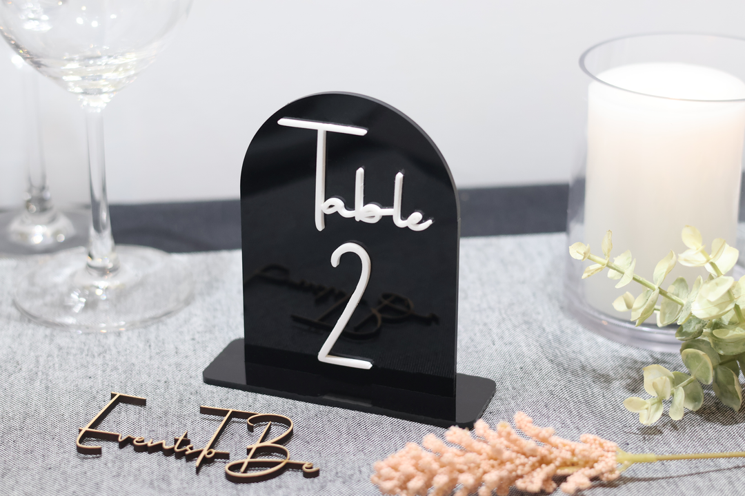 Arched Table Numbers Black