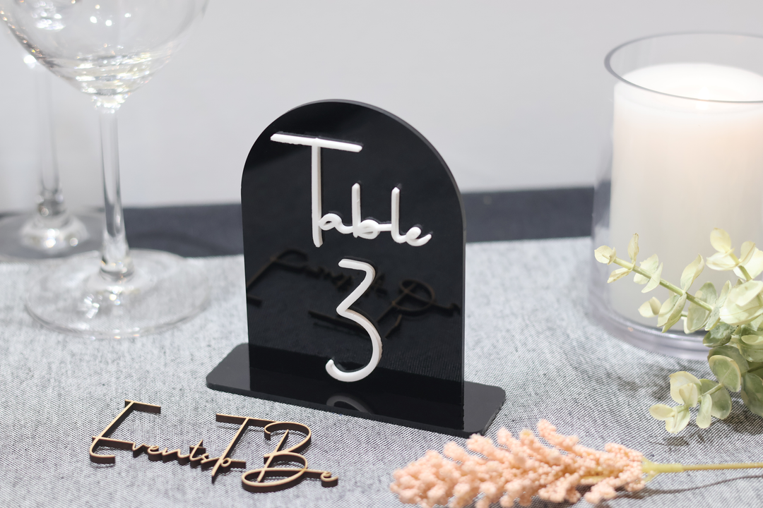 Arched Table Numbers Black