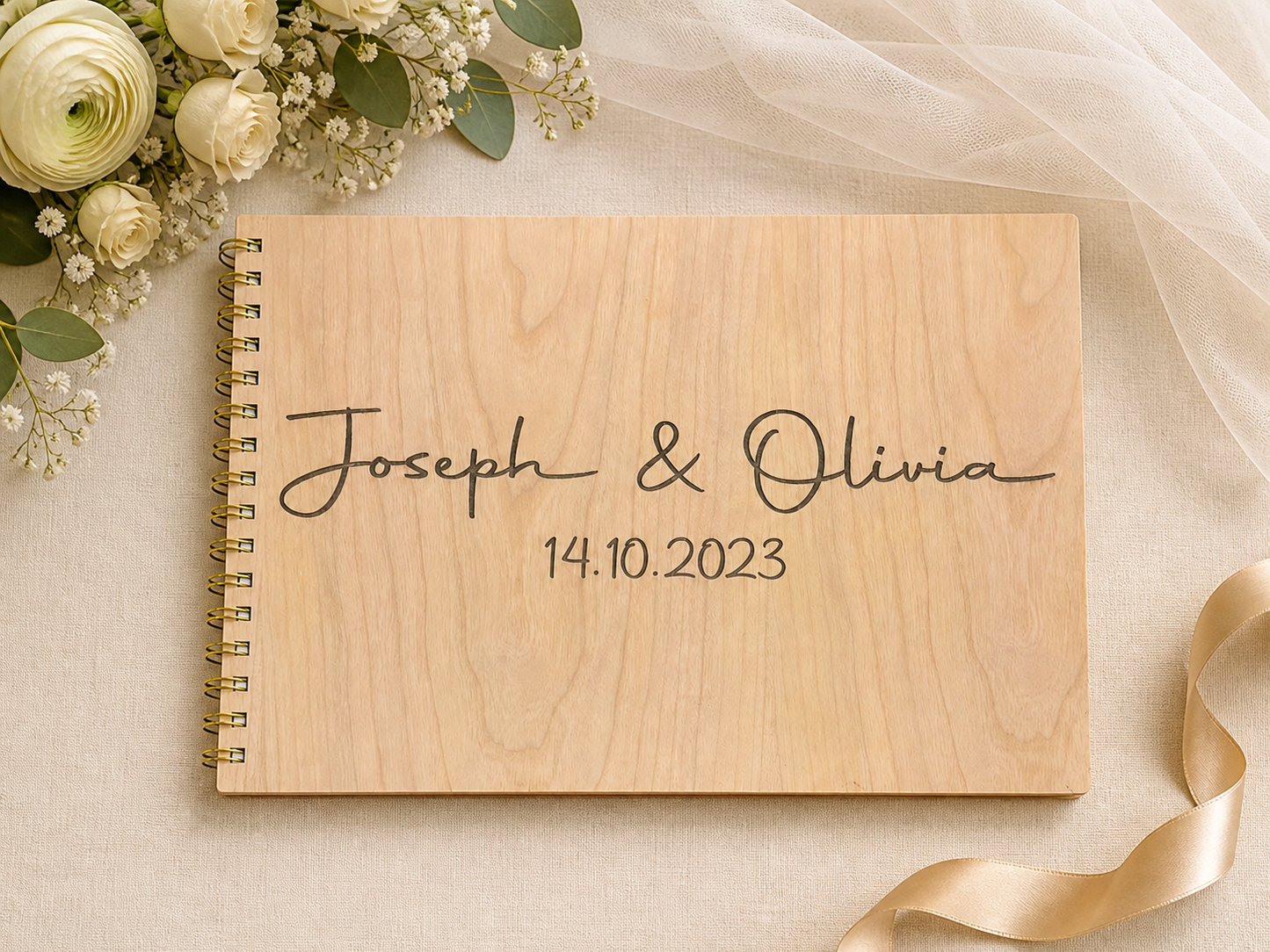 Personalised Wooden Wedding Guest Book