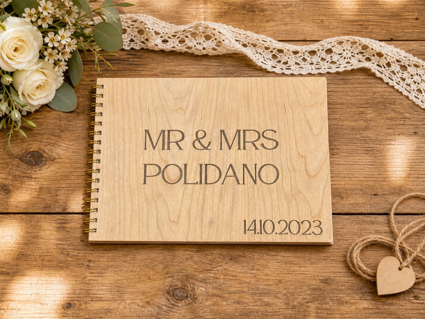 Personalised Wooden Wedding Guest Book