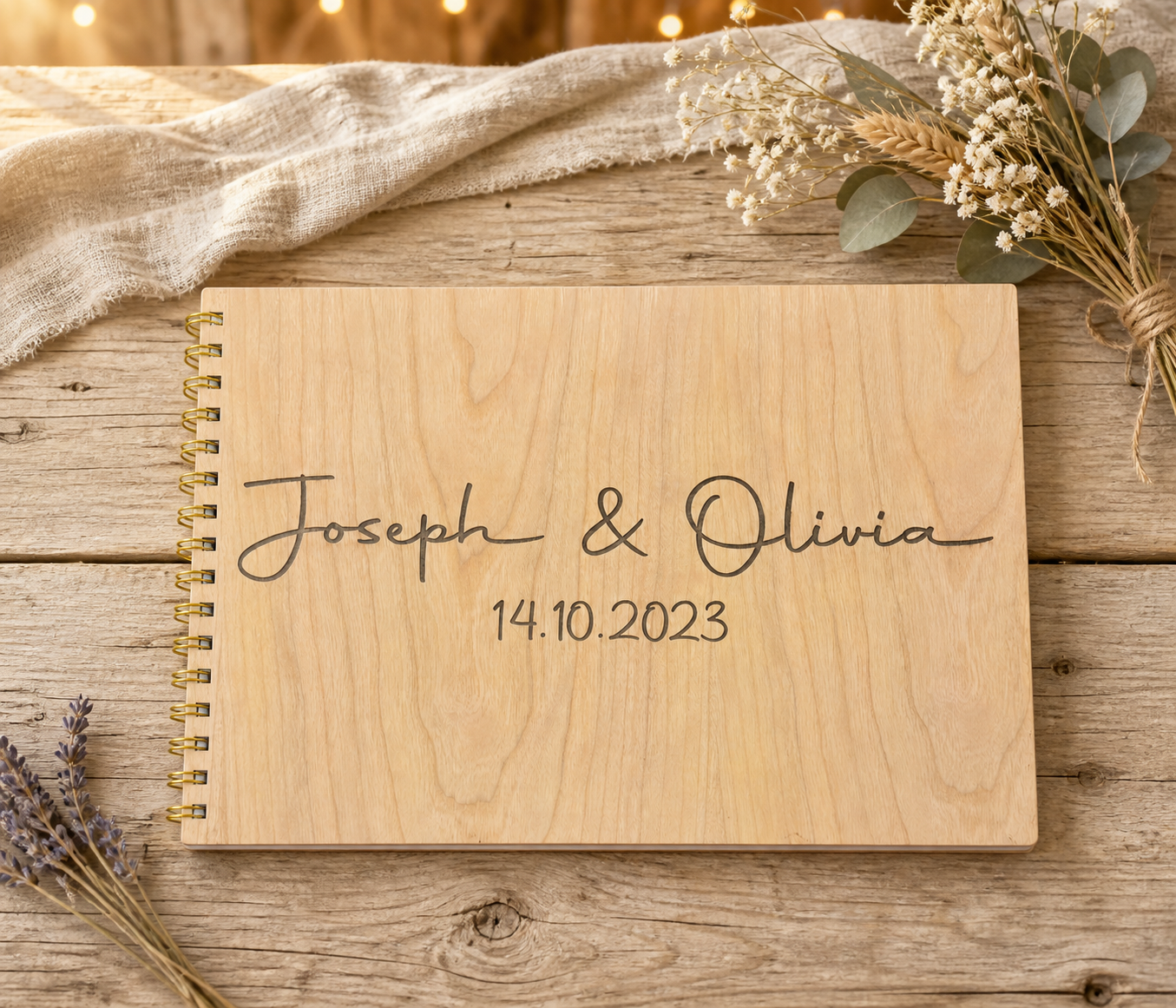 Personalised Wooden Wedding Guest Book