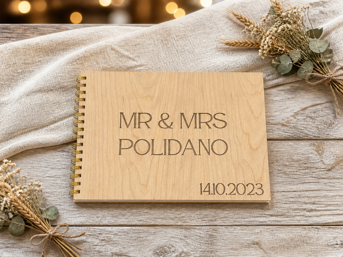 Personalised Wooden Wedding Guest Book