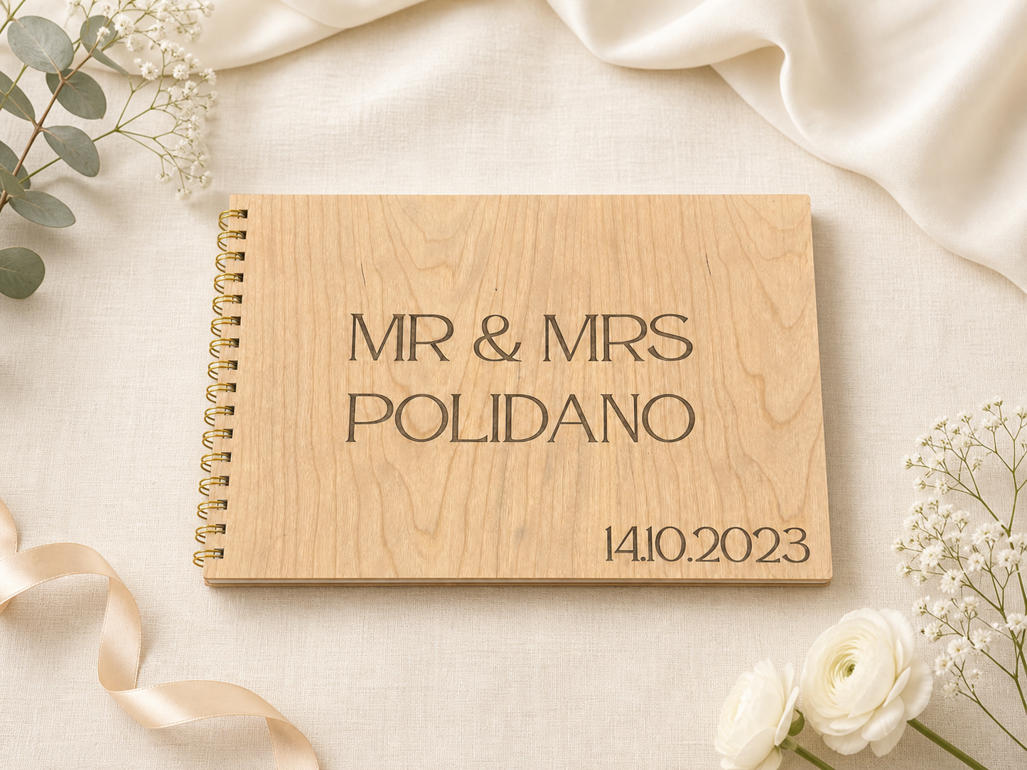 Personalised Wooden Wedding Guest Book
