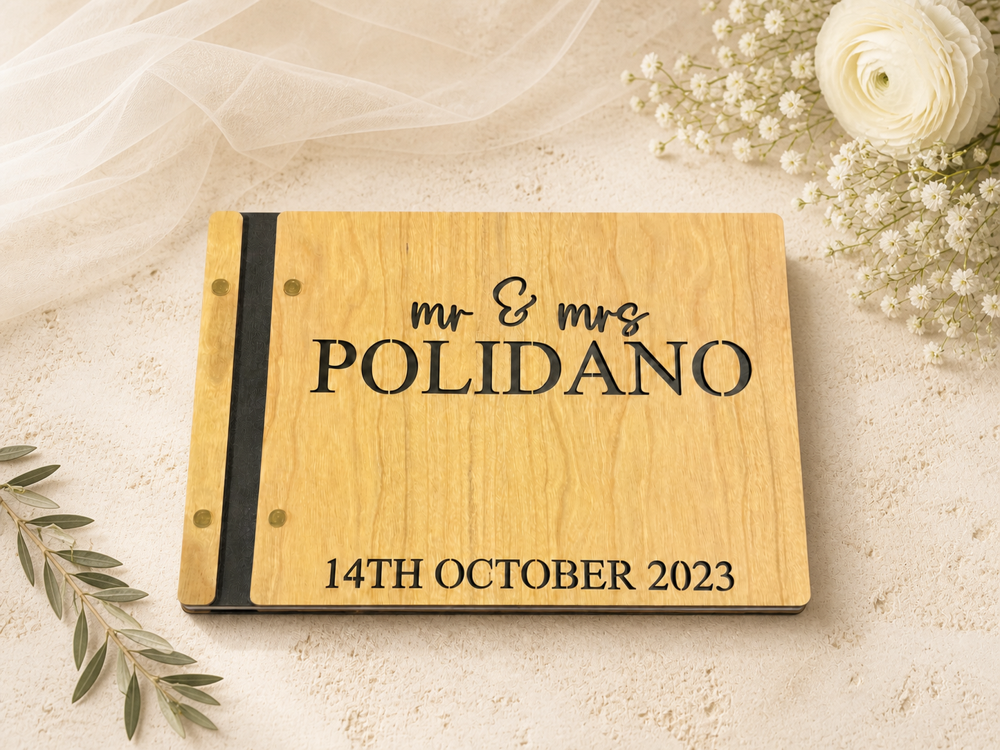 Personalised Wooden Wedding Guest Book