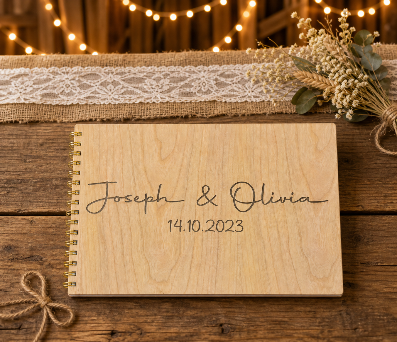 Personalised Wooden Wedding Guest Book