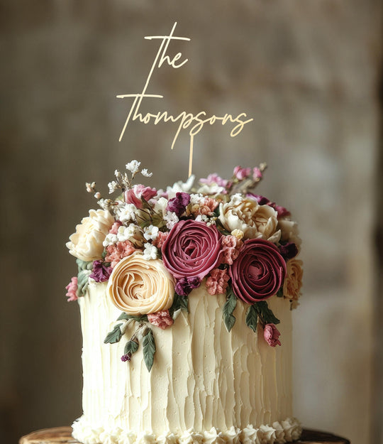 Rustic Personalised Wedding Cake Topper | Mr and Mrs Custom Cake Toppers | Personalised Script Cake Toppers | Personalised Cake Topper