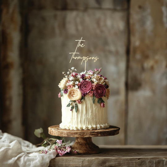Rustic Personalised Wedding Cake Topper | Mr and Mrs Custom Cake Toppers | Personalised Script Cake Toppers | Personalised Cake Topper