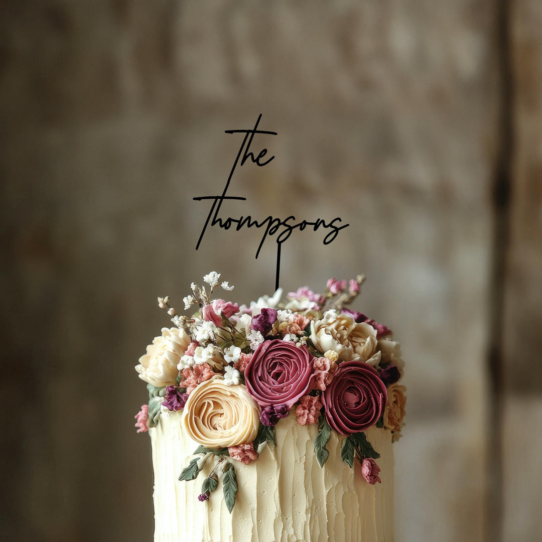 Rustic Personalised Wedding Cake Topper | Mr and Mrs Custom Cake Toppers | Personalised Script Cake Toppers | Personalised Cake Topper