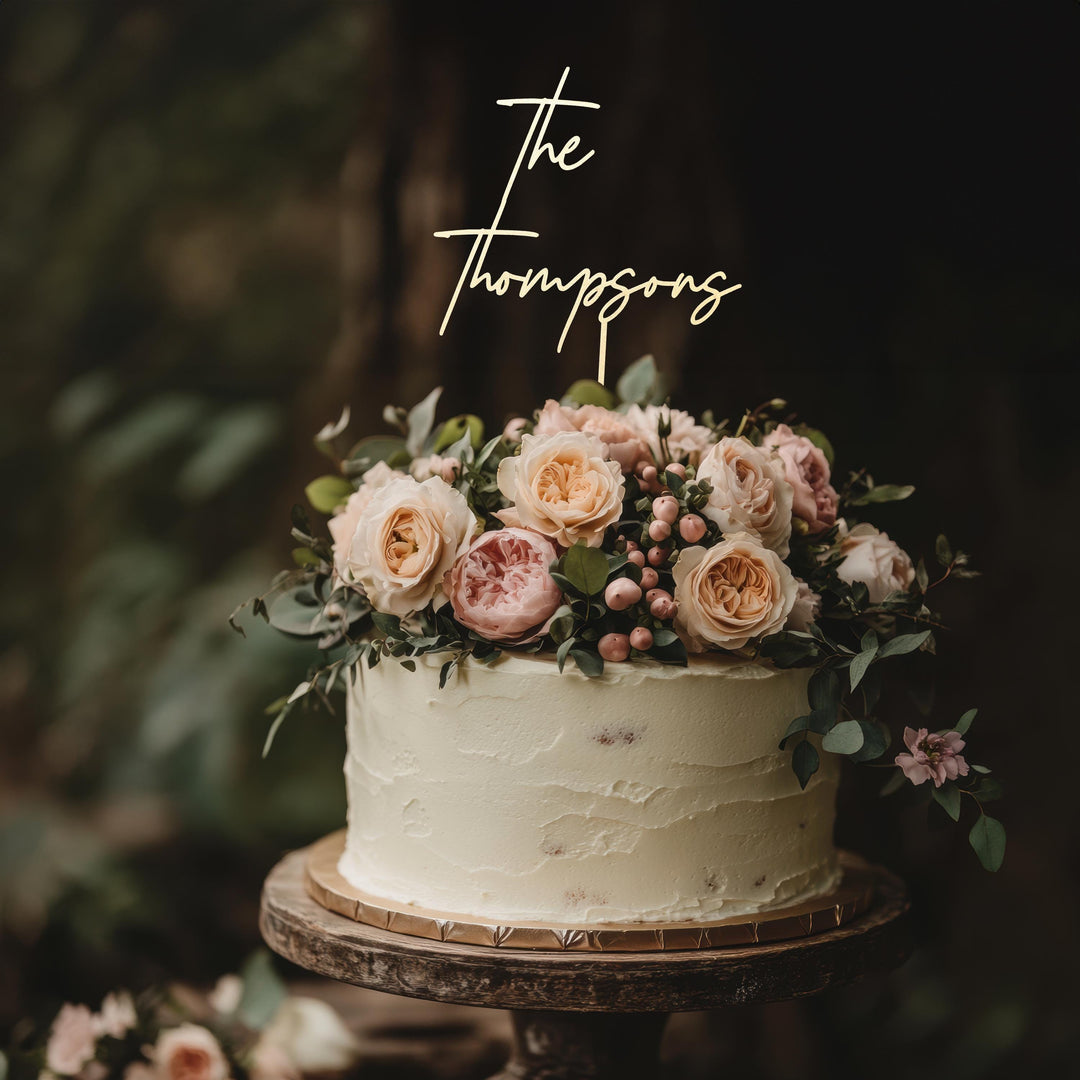Rustic Personalised Wedding Cake Topper | Mr and Mrs Custom Cake Toppers | Personalised Script Cake Toppers | Personalised Cake Topper