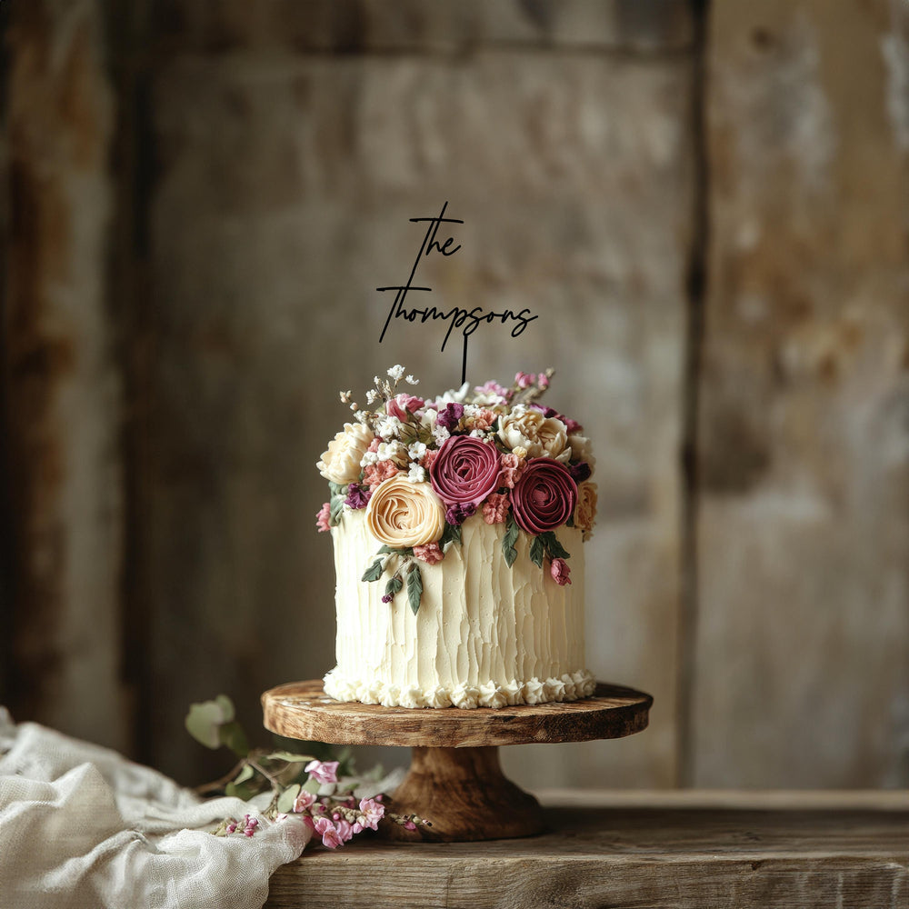Rustic Personalised Wedding Cake Topper | Mr and Mrs Custom Cake Toppers | Personalised Script Cake Toppers | Personalised Cake Topper